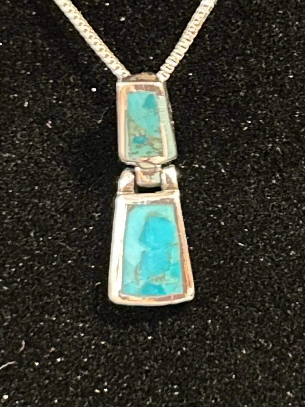 Sterling Silver Turquoise Pendant Necklace 18